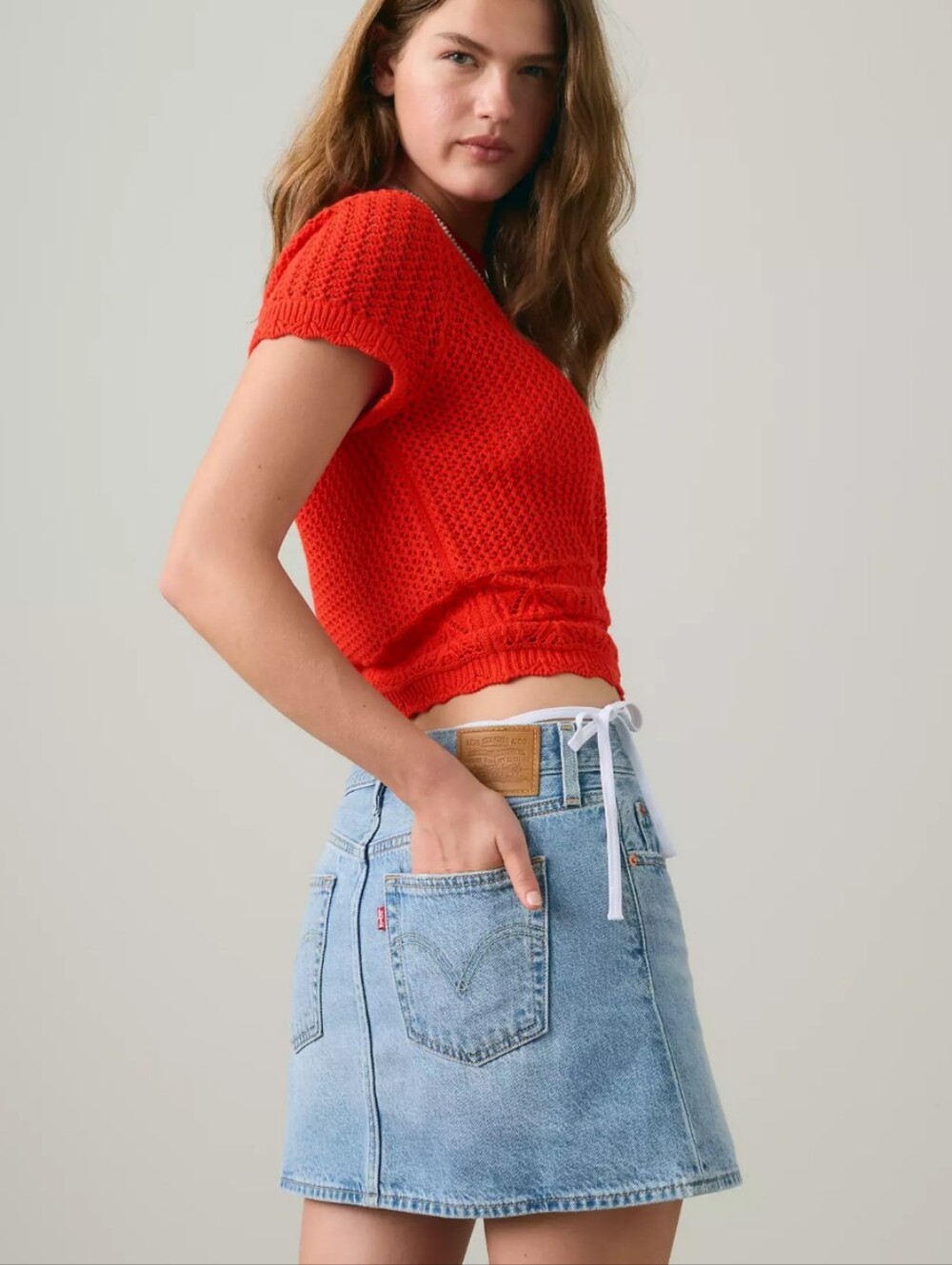 Levi's Icon Mini Skirt Midi Rise Aligned Smoke - Medium Wash Y2K 90s